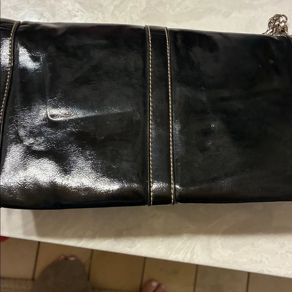 Merona Black‎ Leather Shoulder Bag with Chain Strap